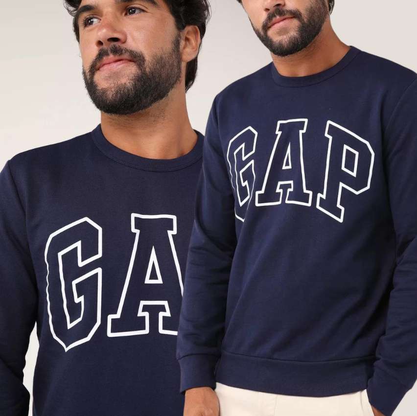 Blusa de Moletom Flanelada Fechada GAP Logo Azul-Marinho na Dafiti
