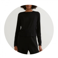 Blusa Peplum Em Viscose Com Babado Na Barra Preto na Lojas Renner