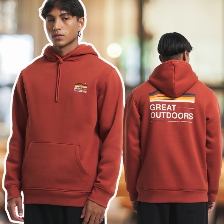 Blusão em Moletom Forrado com Capuz e Estampa Great Outdoors Vermelho na Lojas Renner
