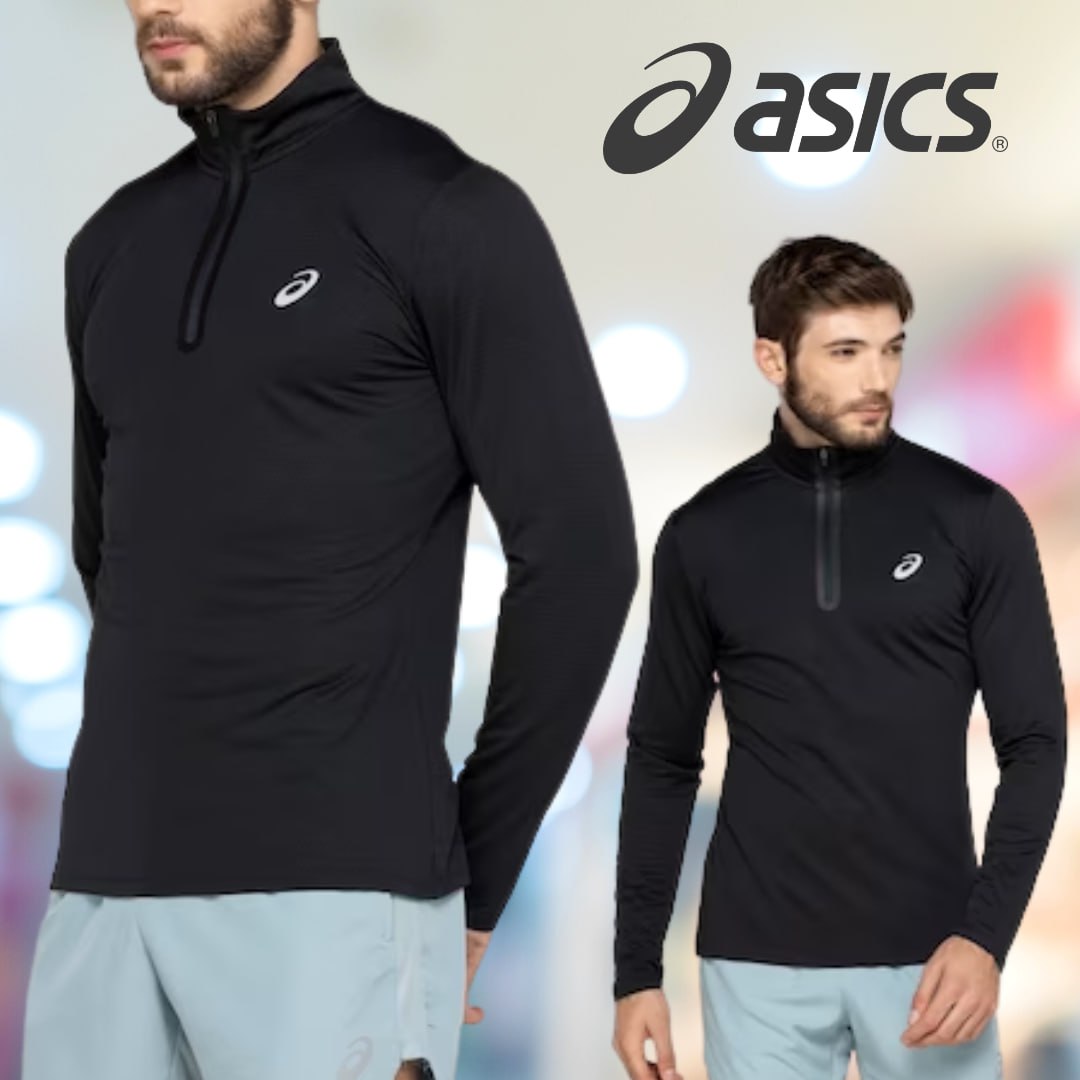 Blusão Masculino ASICS Meio Zíper Textura na Centauro