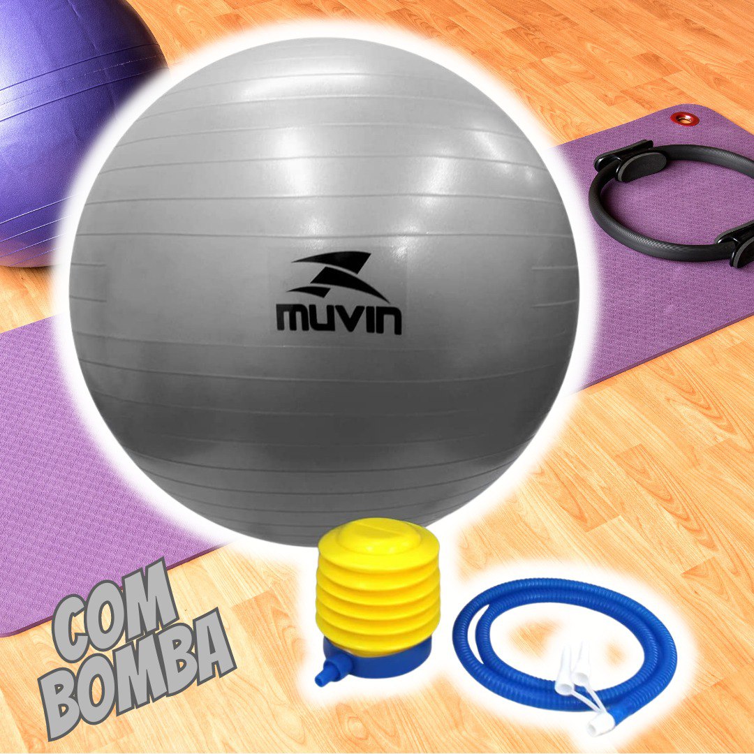 Bola de Pilates 65cm Muvin – Antiestouro – Suporta até 300kg – Com Bomba – Ginástica – Fitness – Pilates – Yoga na Amazon
