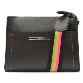 Bolsa Crossbody Preta Divisória Frontal Alça de Gorgurão Pequena na ZZ Mall