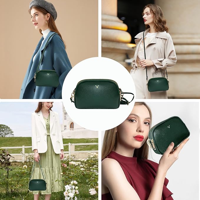 Bolsa Transversal Feminina em Couro Vegano, 3 Compartimentos com Zíper, Alça Ajustável na Amazon