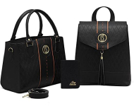 Bolsas Feminina Kit 3 Peças Bolsa Mochila Mais Carteira (Preto) na Amazon