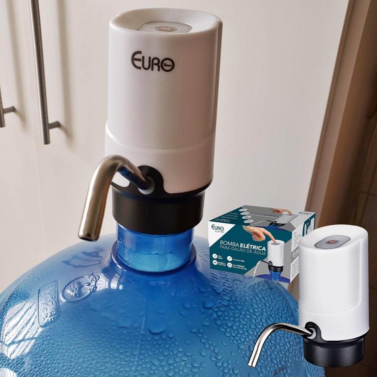Bomba Elétrica Plus para Galão de Água, recarregável USB, Branca, BMB0679, Euro Home na Amazon