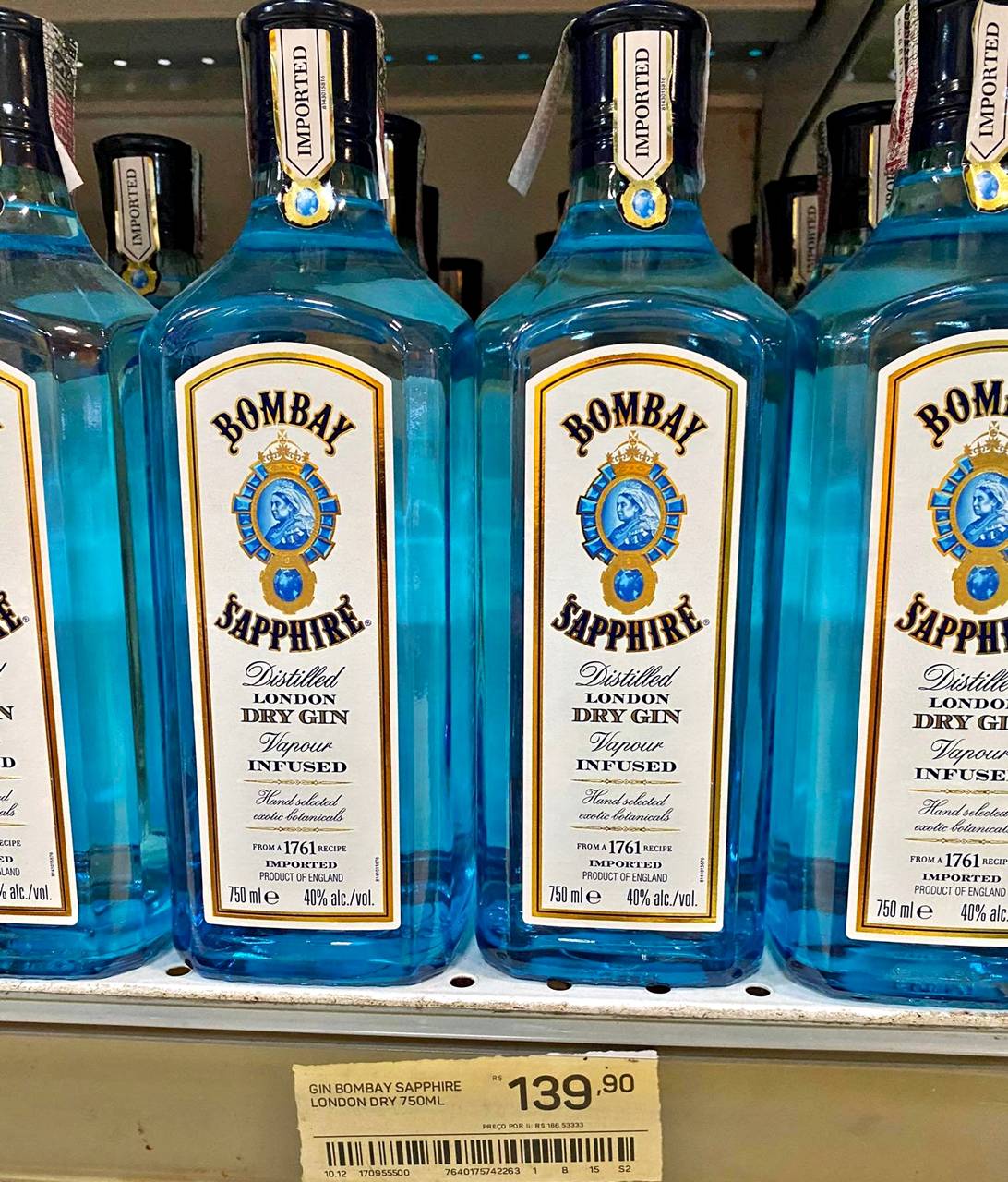 Bombay Sapphire, Dry Gin – 750 ml na Amazon