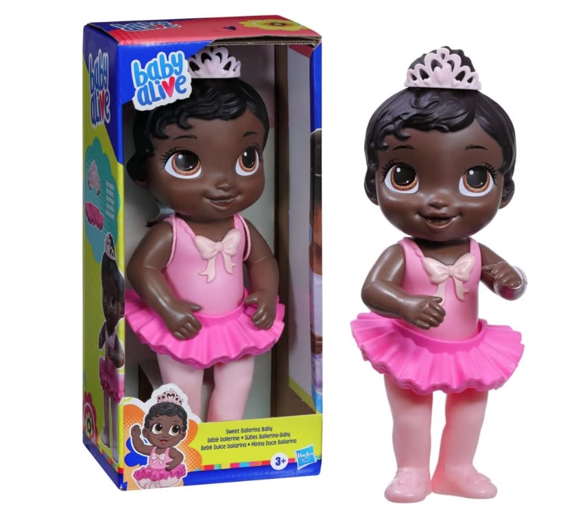 Boneca Baby Alive Doce Bailarina Negra Vestido Rosa, com Acessórios de Ballet – F1275 – Hasbro na Amazon