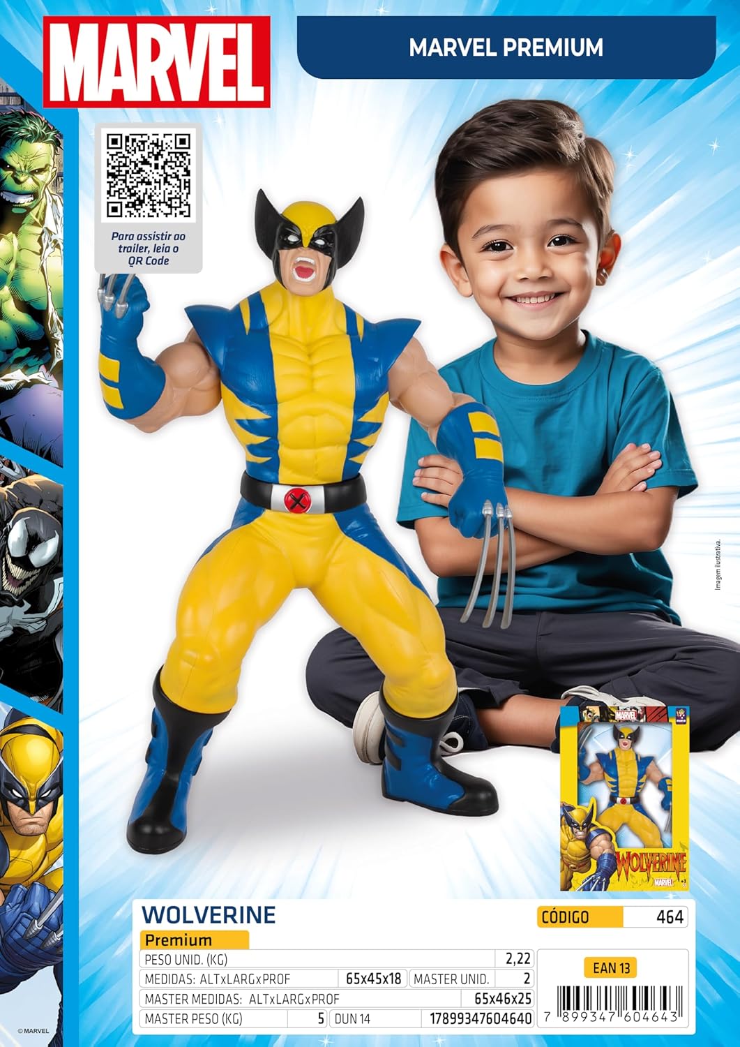 BONECO WOLVERINE UNIF. AMARELO GIGANTE 55 CM – MARVEL PREMIUM – MIMO BRINQUEDOS na Amazon