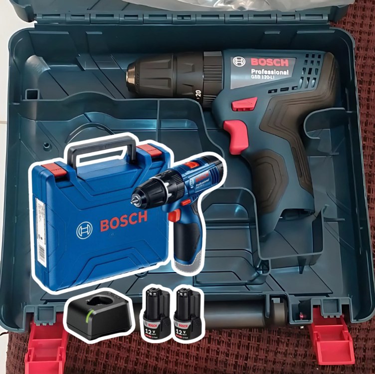 Bosch Parafusadeira Furadeira GSB 120-LI 12V com 2 baterias, 1 carregador e maleta na Amazon