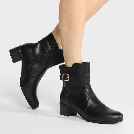 Bota Cano Curto Mooncity Salto Bloco Fivela Feminina na Magazine Luiza
