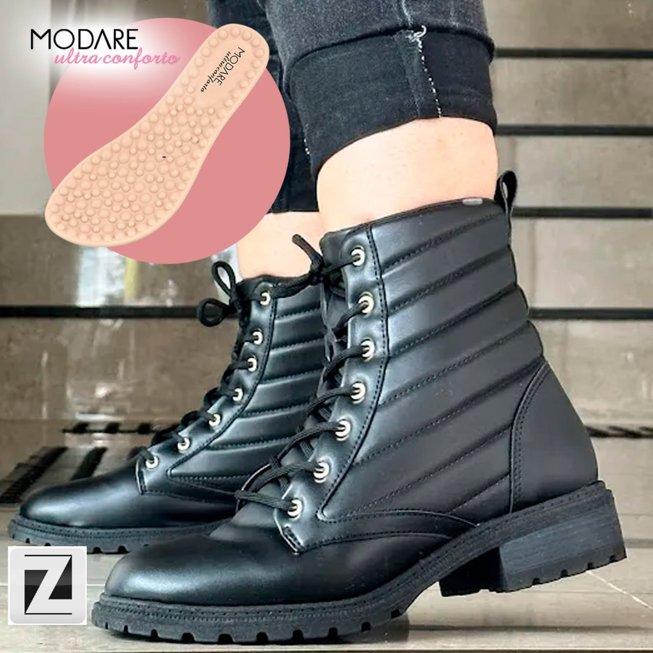 Bota Coturno Cano Curto Modare Matelassê Tratorado Feminina na Zattini