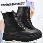 Bota Coturno Feminina Tratorada Tendência Blogueiras Fosco ou Verniz na Amazon