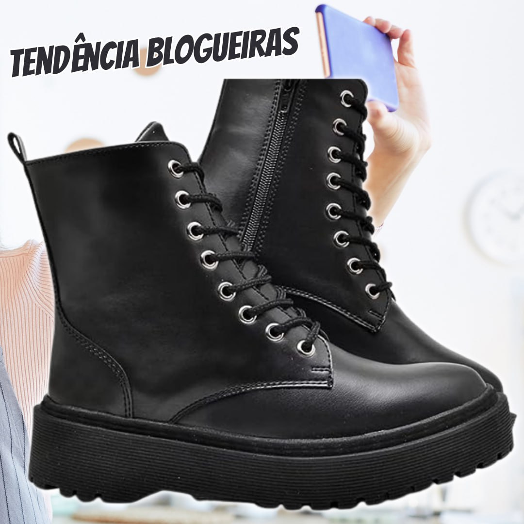 Bota Coturno Feminina Tratorada Tendência Blogueiras na Amazon
