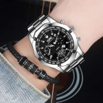 BR Lion Relógio Masculino de Pulso de Quartzo Relógios para homens Relógio analógico de calendário de aço inoxidável masculino para moda relógio de puls negócios na Amazon