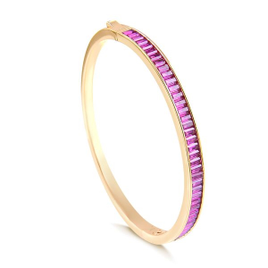 Bracelete Cravejado de Zircônias Rosas Folheado em Ouro 18k na Francisca Joias