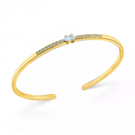 Bracelete Life Nature II Topázio Sky e Incolor com Banho Ouro Amarelo na Vivara
