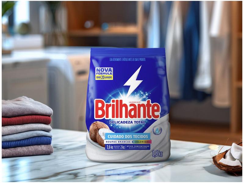 Brilhante Lava-Roupas Em Pó Roupas Brancas E Coloridas Ativo Concentrado Delicadeza Total Pacote 1 6Kg na Amazon