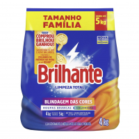 Brilhante Lava-Roupas Em Pó Roupas Brancas E Coloridas Limpeza Total Pacote Tamanho Família 4 Kg na Amazon