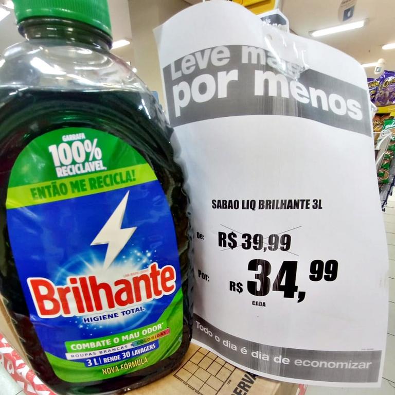 Brilhante Lava Roupas Líquido Higiene Total 3L na Amazon