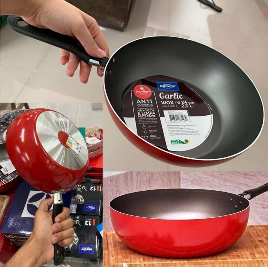 Brinox 7001/365 – Wok Garlic, 24cm, 2,3 Litros, 24 x 7 cm, Vermelho na Amazon