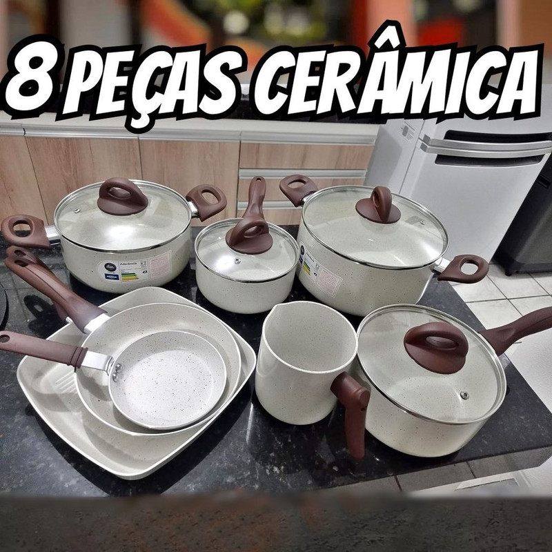 Brinox, Conjunto Panelas, 8Pcs Ceramic Life Smart Plus, Vanilla na Amazon