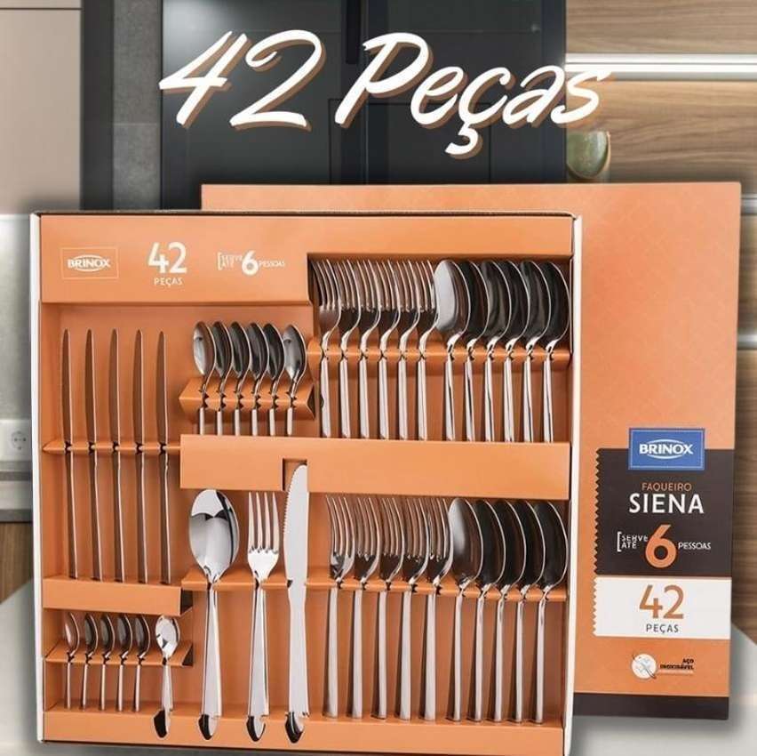 Brinox – Faqueiro Siena 42 Peças – Aço Inox na Amazon