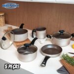 Brinox – Jogo de Panelas Antiaderente Ceramic Life 5 Peças Essence – Champanhe na Amazon