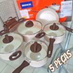 Brinox – Jogo de Panelas Antiaderente Ceramic Life 5 Peças Granada com Fundo de Indução – Vanilla na Amazon