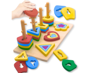 Brinquedo Educativo de Madeira Infantil 3+, Encaixe de Formas e Tabuleiro de Contagem – Estimula Coordenação Motora, Cores, Números e Raciocínio Lógico na Amazon