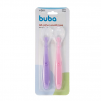 BUBA Kit Colher Silicone Baby - 2 Pecas - Rosa/Lilás na Amazon