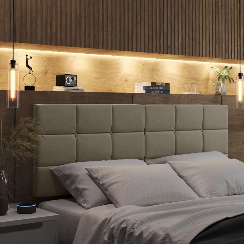 Cabeceira Cama de Casal Ofertamo Queen 1,60m – Bege Claro na Amazon