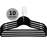 Cabide De Veludo 10 Peças Preto - Casual Home na Americanas
