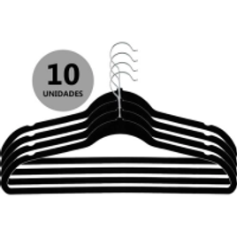 Cabide de Veludo 10 Peças Preto - Casual Home na Americanas