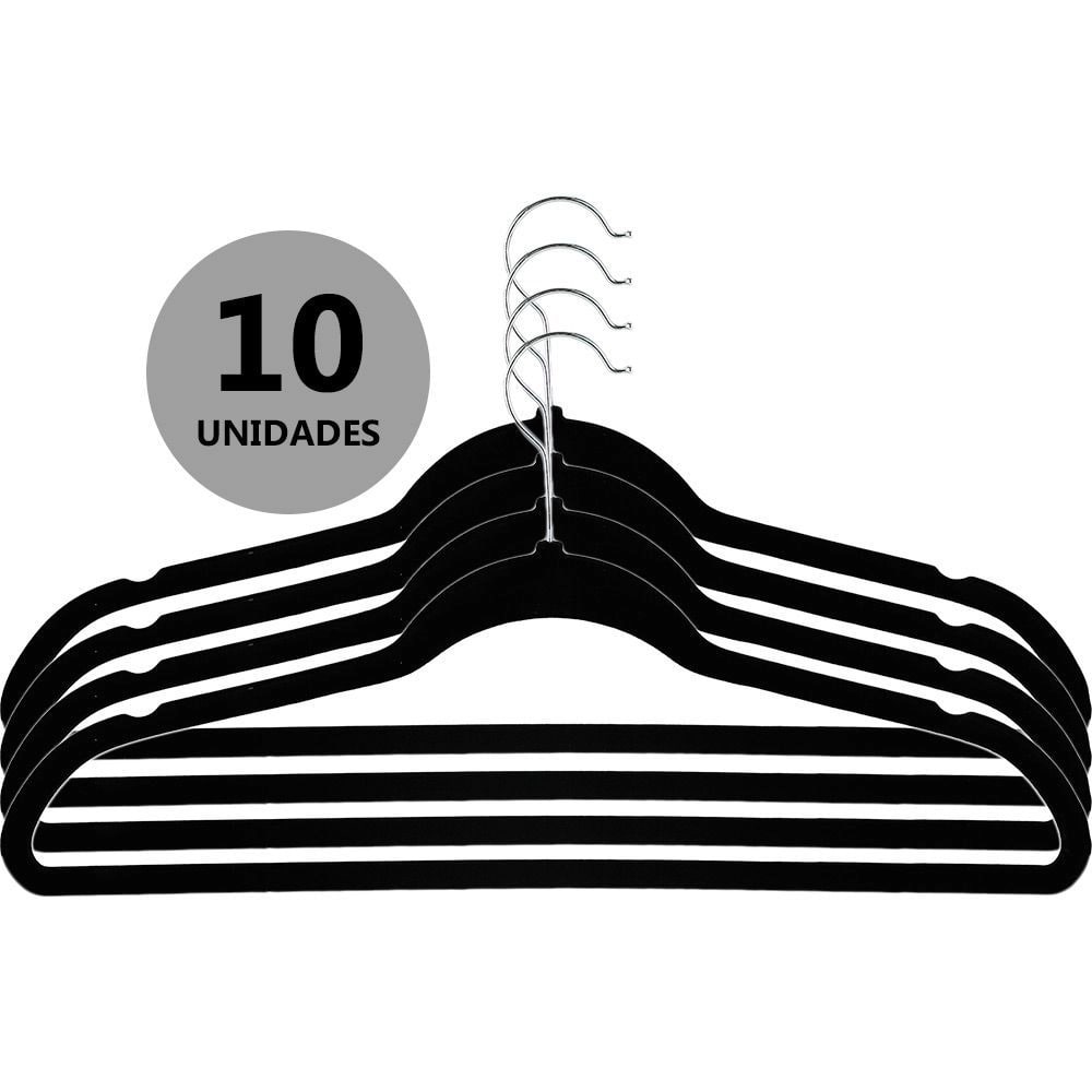 Cabide de Veludo 10 Peças Preto – Casual Home na Americanas
