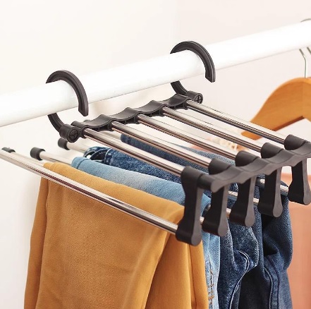 Cabide Organizador de Calça Dobrável Multifuncional Guarda Roupa na Shopee