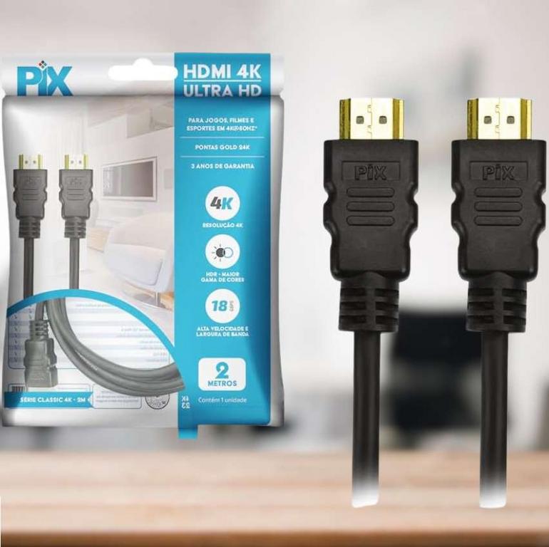 Cabo Hdmi 2.0 4K Hdr 19P 2M Pix Gold, Preto na Amazon