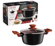 Caçarola 20 cm ColorStone de alumínio com antiaderente e tampa de vidro, Terracota, ALU8556-TC, Euro Home na Amazon