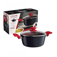 Caçarola 24 Cm ColorStone De Alumínio Com Antiaderente E Tampa De Vidro, Titânio, ALU8655-TI, Euro Home na Amazon