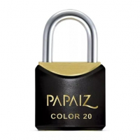 Cadeado Com Chave 20mm Latão Preto Color Line Papaiz na Papaiz