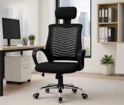 Cadeira de Escritório Ergonômica Ajustável com Apoio de Cabeça (Preto) na Amazon