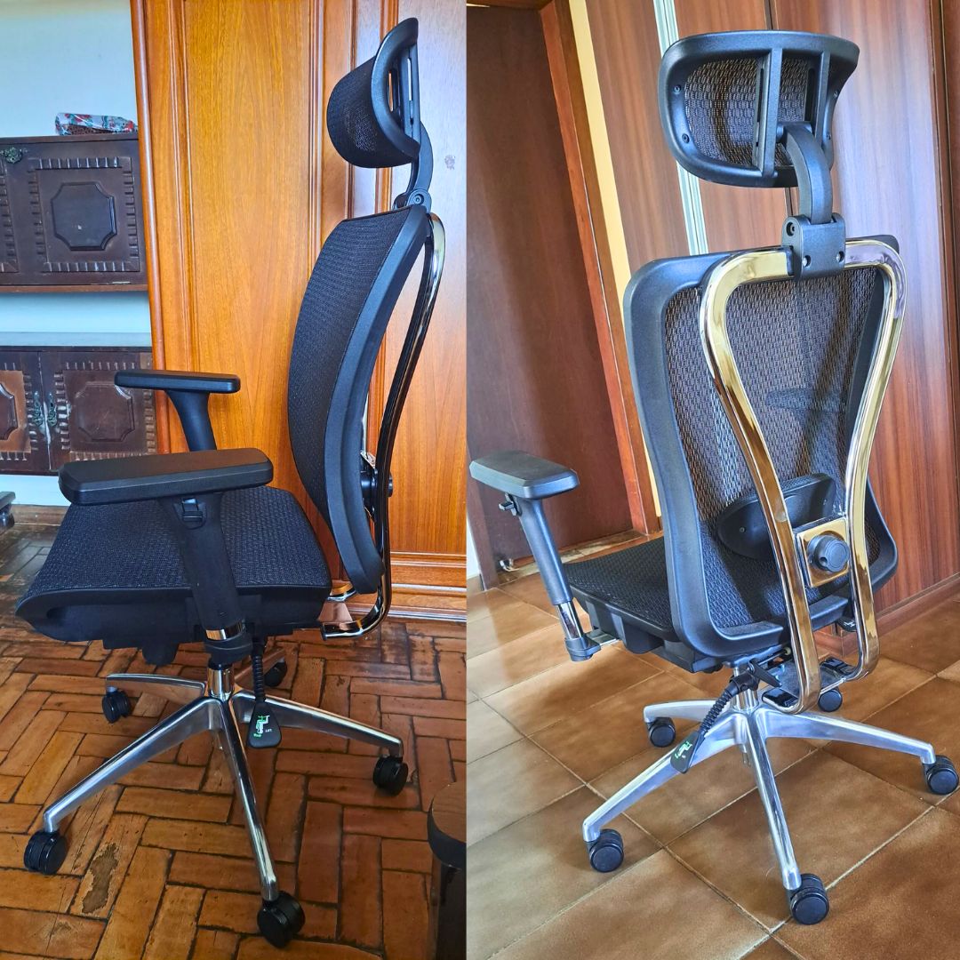 Cadeira de Escritório Ergonômica DT3 Moira, Até 150kg, Apoio de Cabeça e Braço 3D, Cilindro Classe 4, Preto – 11214-9 na KaBuM!