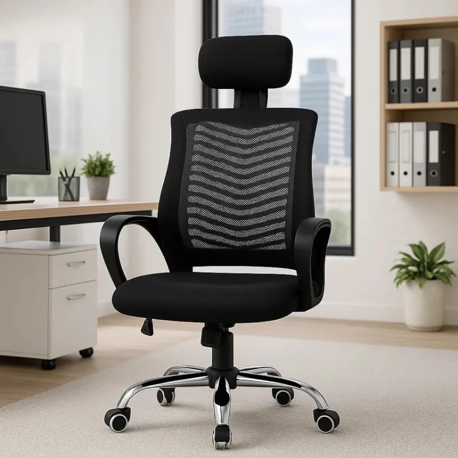 Cadeira De Escritório Ergonômica Presidente Com Encosto (Preto) na Amazon