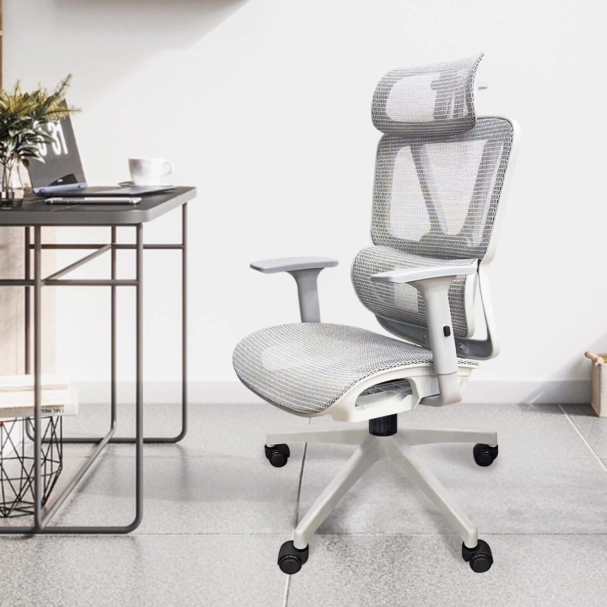Cadeira de escritório Python Fly malha ergonômica – apoio da lombar ajustável, assento com fluxo de ar, apoios de braços ​​3D, capacidade de 150 kg-cinza (cinza) na Amazon