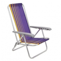 Cadeira De Praia Reclinável Tramontina Bali Baixa Em Alumínio Com Assento Roxo E Amarelo na Amazon