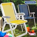 Cadeira de Praia Tramontina Creta Master em Alumínio com Assento Amarelo na Amazon