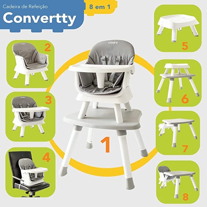 Cadeira de Refeição Convertty 8 em 1 Cosco – Amarela na Amazon