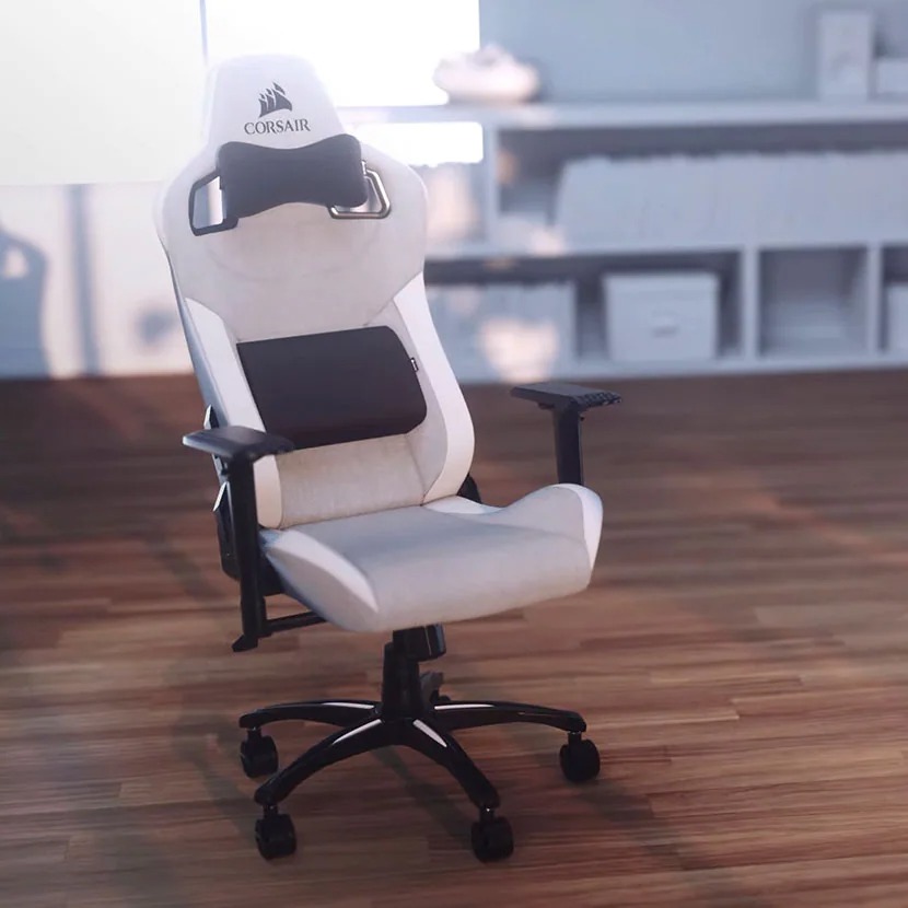 Cadeira Gamer Corsair T3 Rush, Até 120Kg, Apoio de Braços 4D, com Almofadas, Reclinável, Cilindro de Gás Classe 4, Cinza e Branco – CF-9010030-WW na KaBuM!