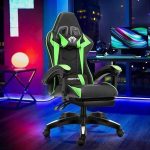 Cadeira Gamer Verde e Preto Healer Level Reclinável Giratória com apoio de pés na Magazine Luiza