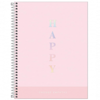 Caderno Capa Plástica Colegial 10x1 160 Folhas Happy Rosa Pastel Tilibra na Amazon