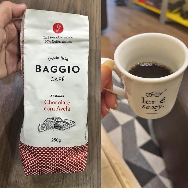 Café Torrado e Moído Aroma de Chocolate com Avelã Baggio Café 250g na Amazon